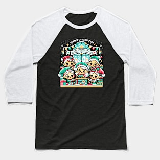 Kawaii Elves Toy-Making Frenzy Baseball T-Shirt